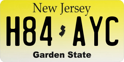 NJ license plate H84AYC