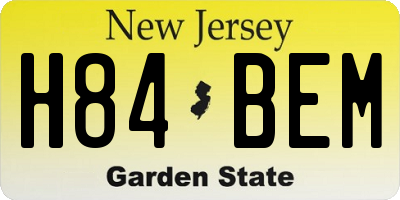 NJ license plate H84BEM