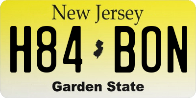 NJ license plate H84BON