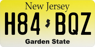 NJ license plate H84BQZ