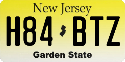 NJ license plate H84BTZ