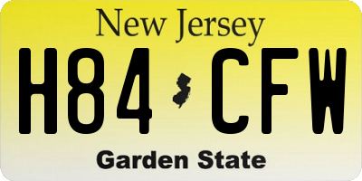 NJ license plate H84CFW