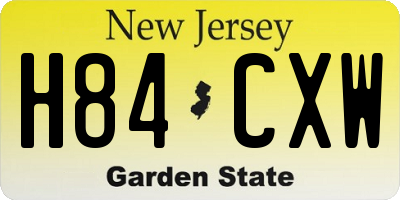 NJ license plate H84CXW