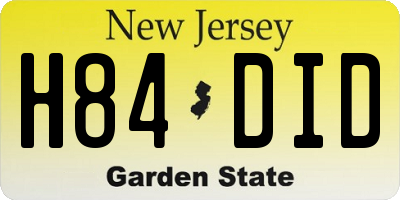 NJ license plate H84DID