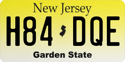 NJ license plate H84DQE