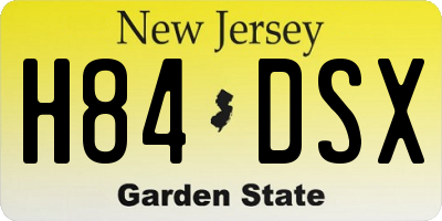 NJ license plate H84DSX