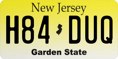 NJ license plate H84DUQ