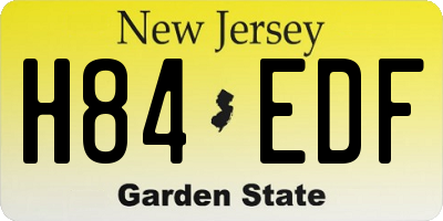 NJ license plate H84EDF