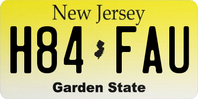 NJ license plate H84FAU