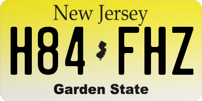 NJ license plate H84FHZ