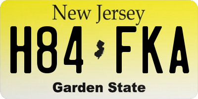 NJ license plate H84FKA