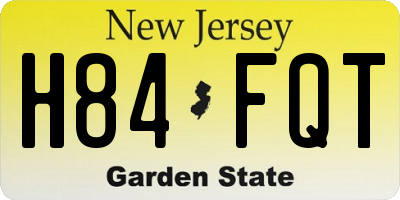 NJ license plate H84FQT