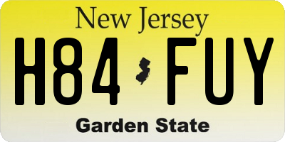 NJ license plate H84FUY