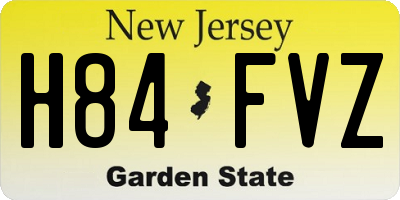 NJ license plate H84FVZ