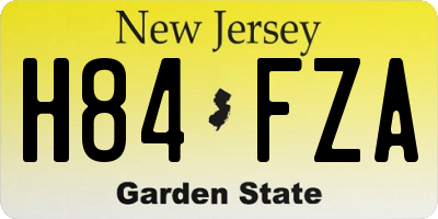 NJ license plate H84FZA