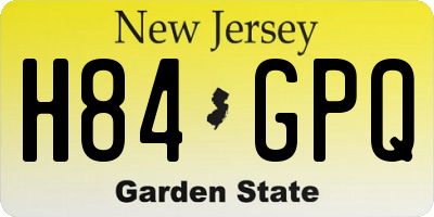 NJ license plate H84GPQ