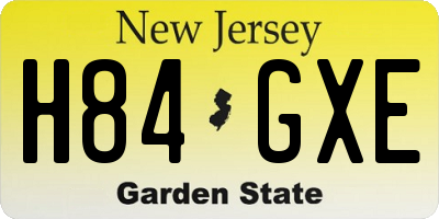 NJ license plate H84GXE