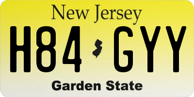 NJ license plate H84GYY