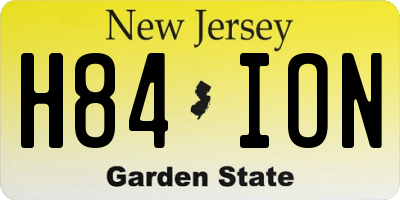NJ license plate H84ION