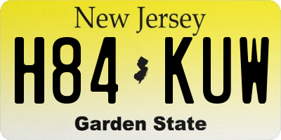 NJ license plate H84KUW