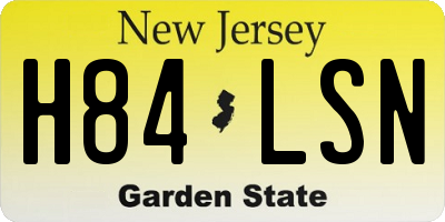 NJ license plate H84LSN