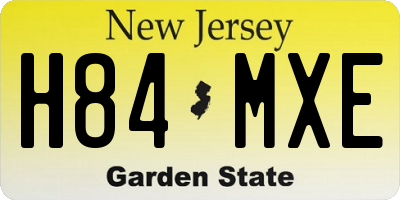 NJ license plate H84MXE