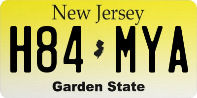 NJ license plate H84MYA