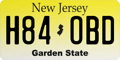 NJ license plate H84OBD