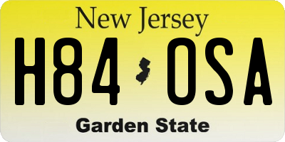 NJ license plate H84OSA