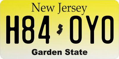 NJ license plate H84OYO