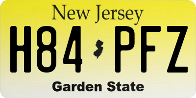 NJ license plate H84PFZ