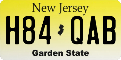 NJ license plate H84QAB