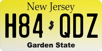 NJ license plate H84QDZ
