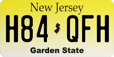 NJ license plate H84QFH