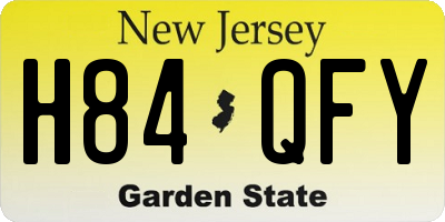 NJ license plate H84QFY