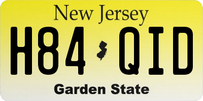 NJ license plate H84QID