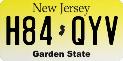 NJ license plate H84QYV