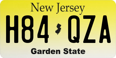 NJ license plate H84QZA