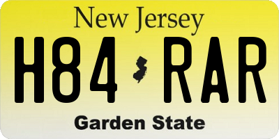 NJ license plate H84RAR