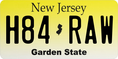 NJ license plate H84RAW