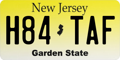 NJ license plate H84TAF