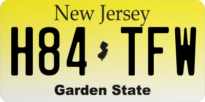 NJ license plate H84TFW