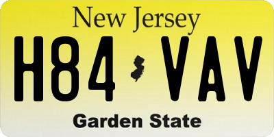 NJ license plate H84VAV