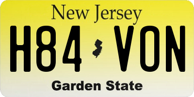 NJ license plate H84VON