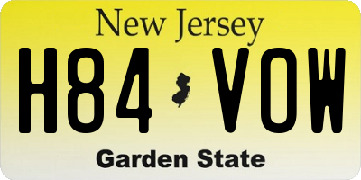 NJ license plate H84VOW