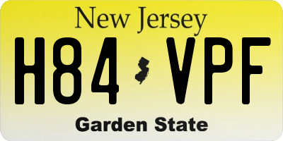 NJ license plate H84VPF