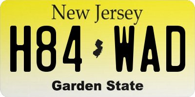 NJ license plate H84WAD