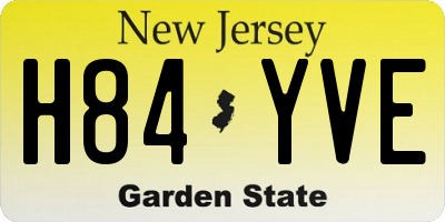 NJ license plate H84YVE