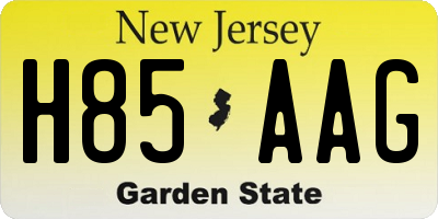 NJ license plate H85AAG