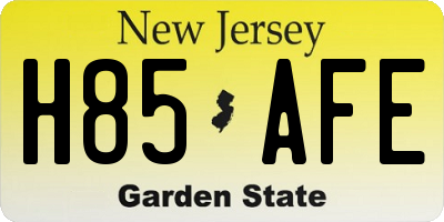 NJ license plate H85AFE